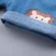 Baby Cartoon Lion Print T-Shirt & Denim Shorts Outfit