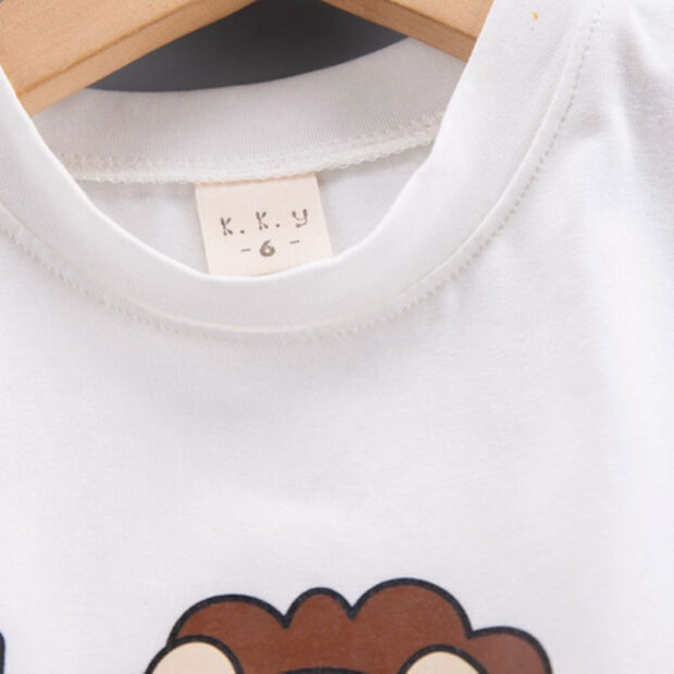 Cartoon Lion Print T-Shirt & Matching Denim Shorts Short Sleeve Outfit - Image 4