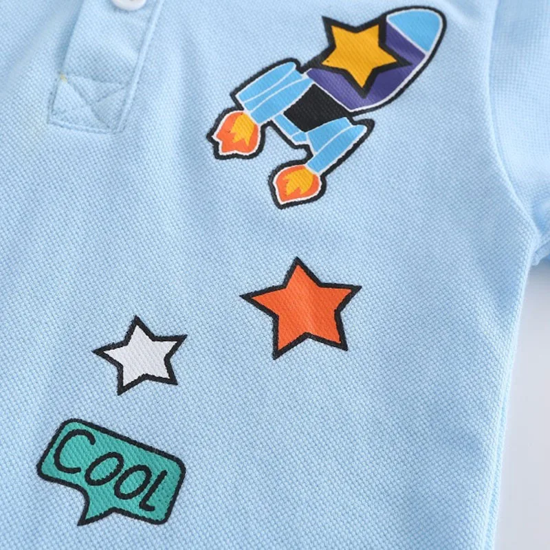 Baby Boy Cartoon Polo Shirt & Elastic Shorts 2 pcs Outfit - Image 5