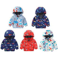 Baby Cartoon Print Hooded Windbreaker Jacket