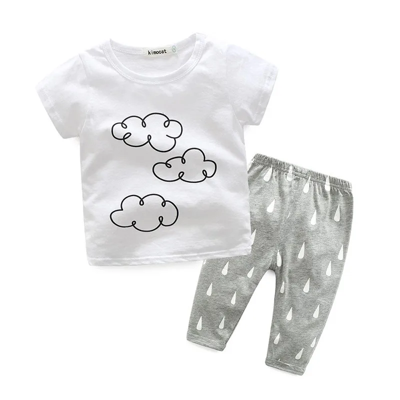 Cloudy Raindrops Short Sleeves Top Pullover Pants