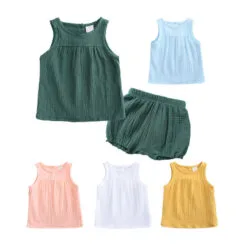 Casual Solid Color Sleeveless Tank Top & Bloomers