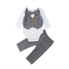 Baby Suspenders Outfit with Bow Tie & Onesie