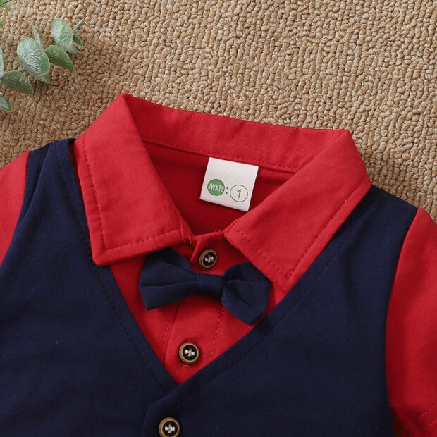 Casual Suit Romper Long Sleeve with Vest & Bow Tie - Image 3