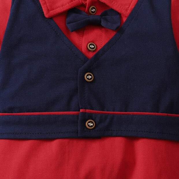 Casual Suit Romper Long Sleeve with Vest & Bow Tie - Image 4