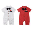 Baby Stripe Pattern Romper with Bow Tie