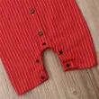 Casual Suit Stripe Pattern Button Up Romper Long Sleeve with Bow Tie - Image 5