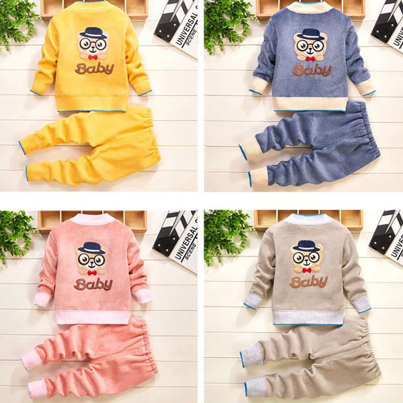 Cartoon Cat Applique Cardigan Jacket & Jogger Pants Long Sleeve - Image 2