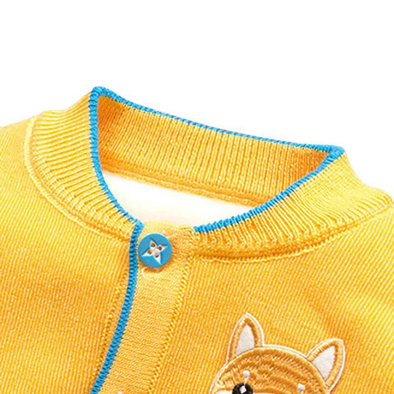 Cartoon Cat Applique Cardigan Jacket & Jogger Pants Long Sleeve - Image 3