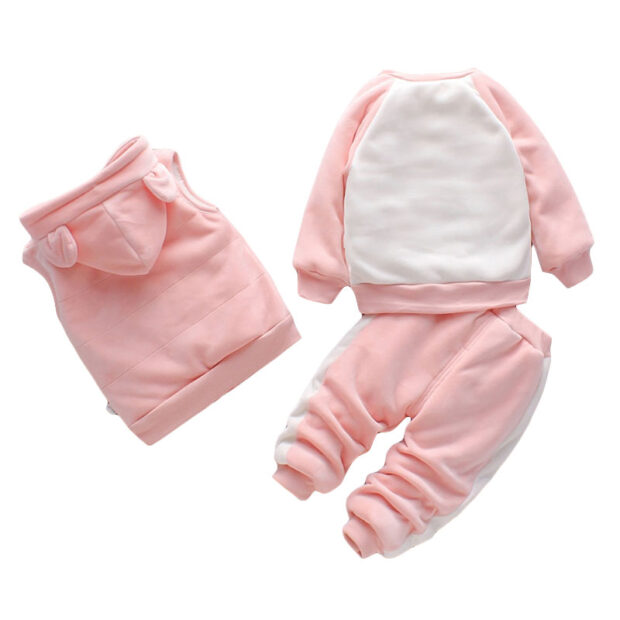 Cat Fleece Sweatshirt & Sweatpants Long Sleeve with Hooded Vest - Image 2
