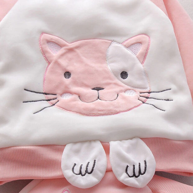 Cat Fleece Sweatshirt & Sweatpants Long Sleeve with Hooded Vest - Image 5
