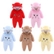 Cat Plush Coveralls Footsie with Ears Long Sleeve Snap On
