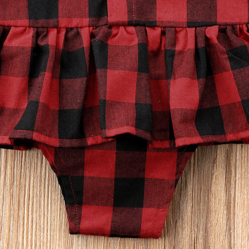 Baby Girl Check Pattern Button Up Shirt Dress with Folded Collar Long Sleeve - Image 5