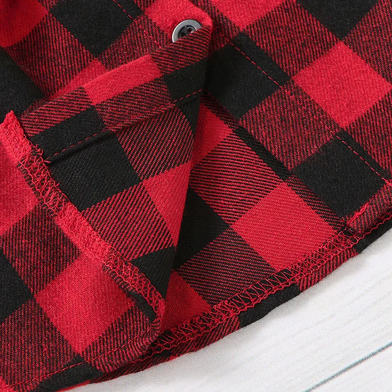 Baby Girl Check Pattern Button Up Shirt Dress Long Sleeve - Image 6