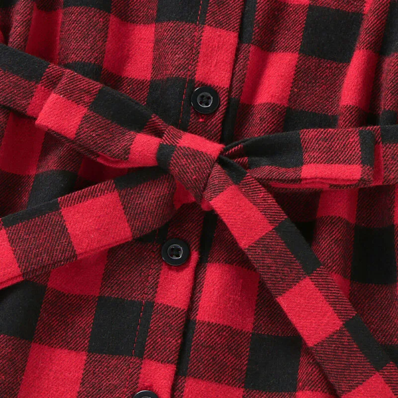 Baby Girl Check Pattern Button Up Shirt Dress Long Sleeve - Image 5