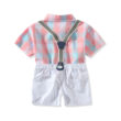 Baby Checker Pattern Shirt & Suspenders