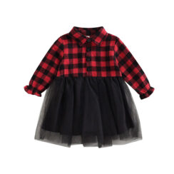 Baby Girl Checker Shirt with Mesh Skirt