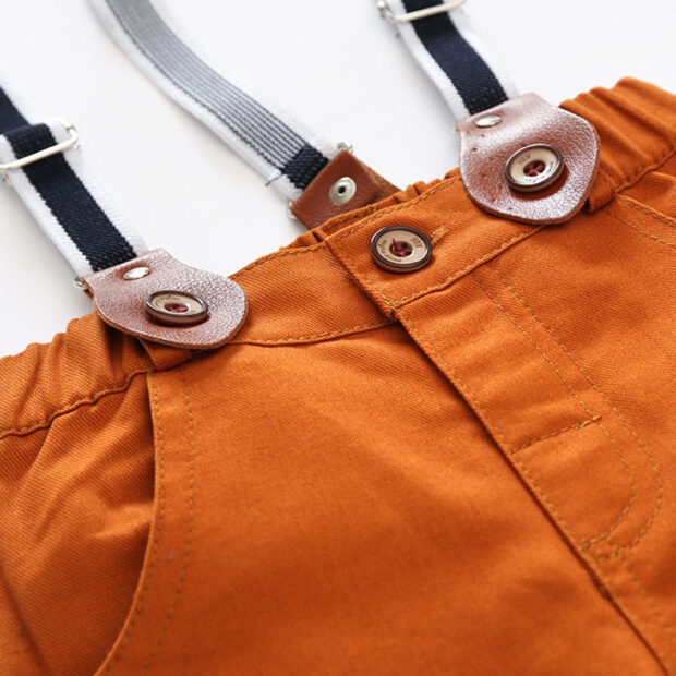 Baby Boy Checker Pattern Button Up Shirt & Suspenders Pants Long Sleeve 3 pcs Set - Image 6