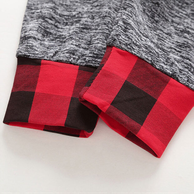 Baby Plaid Hoodie, Drawstring Track Pants Tracksuit Outfit for Boys & Girls - Image 6