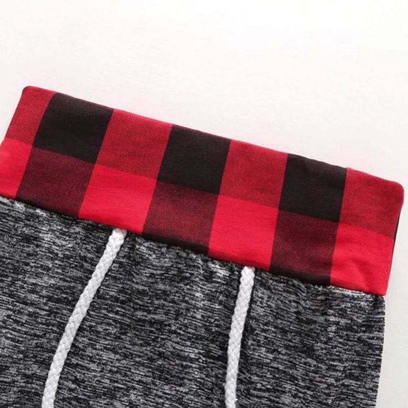 Baby Plaid Hoodie, Drawstring Track Pants Tracksuit Outfit for Boys & Girls - Image 5