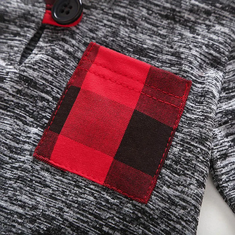 Baby Plaid Hoodie, Drawstring Track Pants Tracksuit Outfit for Boys & Girls - Image 4