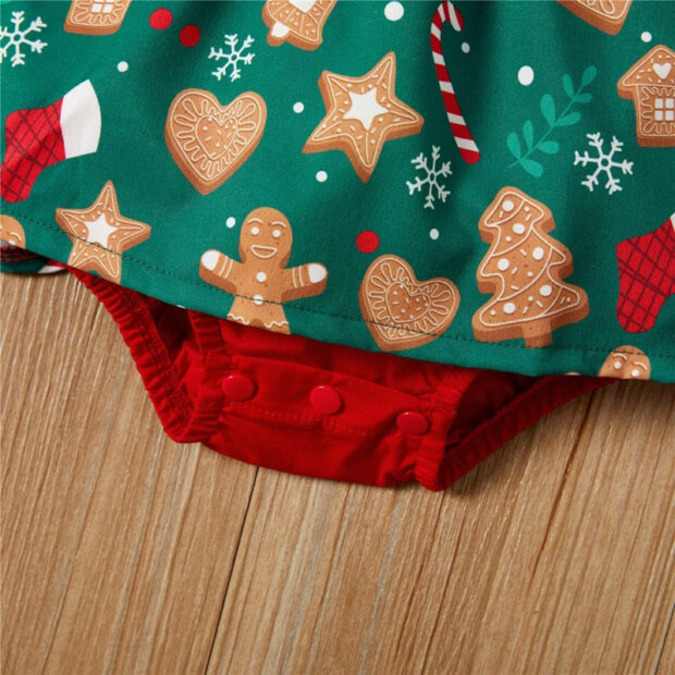 Christmas Gingerbread Men Snowflake Pattern Lace Dress Sleeveless - Image 5