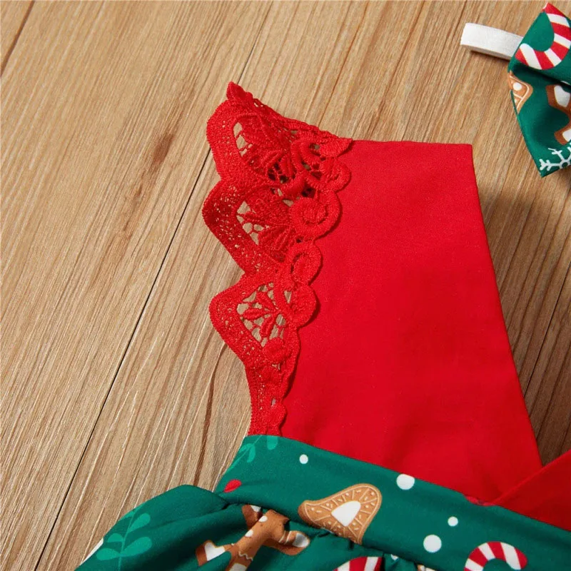 Baby Christmas Gingerbread Lace Dress