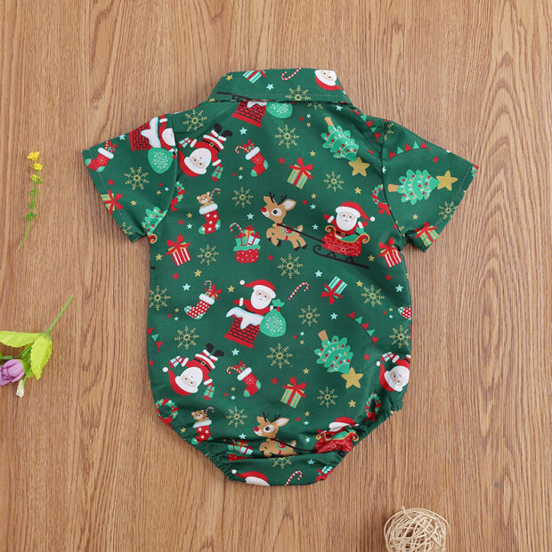 Baby Christmas Pattern Button On Bodysuit