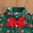 Christmas Pattern Button On Bodysuit Short Sleeve with Bow Tie - Image 3