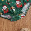 Christmas Pattern Button On Bodysuit Short Sleeve with Bow Tie - Image 4