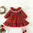 Baby Christmas Plaid Pattern Dress with Tassel