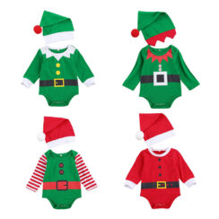 Baby Christmas Santa Elf Onesie with Hat