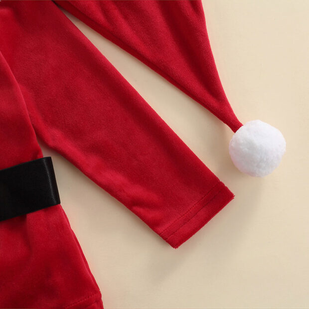 Christmas Santa Suit Outfit with Bell Bottom Pants, Belt, Hat Long Sleeve - Image 3