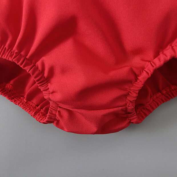 Christmas Santa Suit Strap Romper Open Back with Ribbon Headband Sleeveless - Image 5