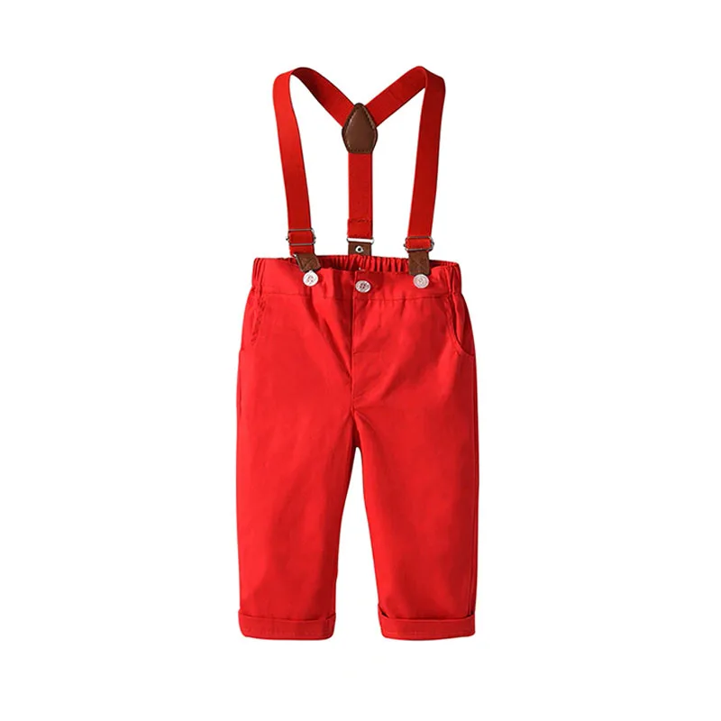 Baby Boy Christmas Stripe Pattern Button Up Shirt with Bow Tie & Suspenders Pants Long Sleeve 3 pcs Outfit - Image 6