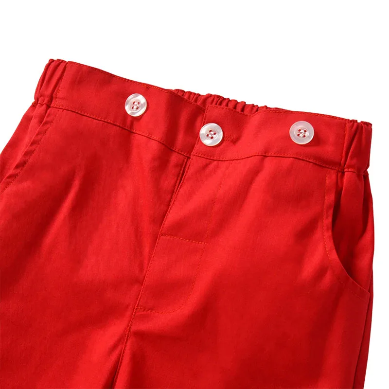 Baby Boy Christmas Stripe Pattern Button Up Shirt with Bow Tie & Suspenders Pants Long Sleeve 3 pcs Outfit - Image 8