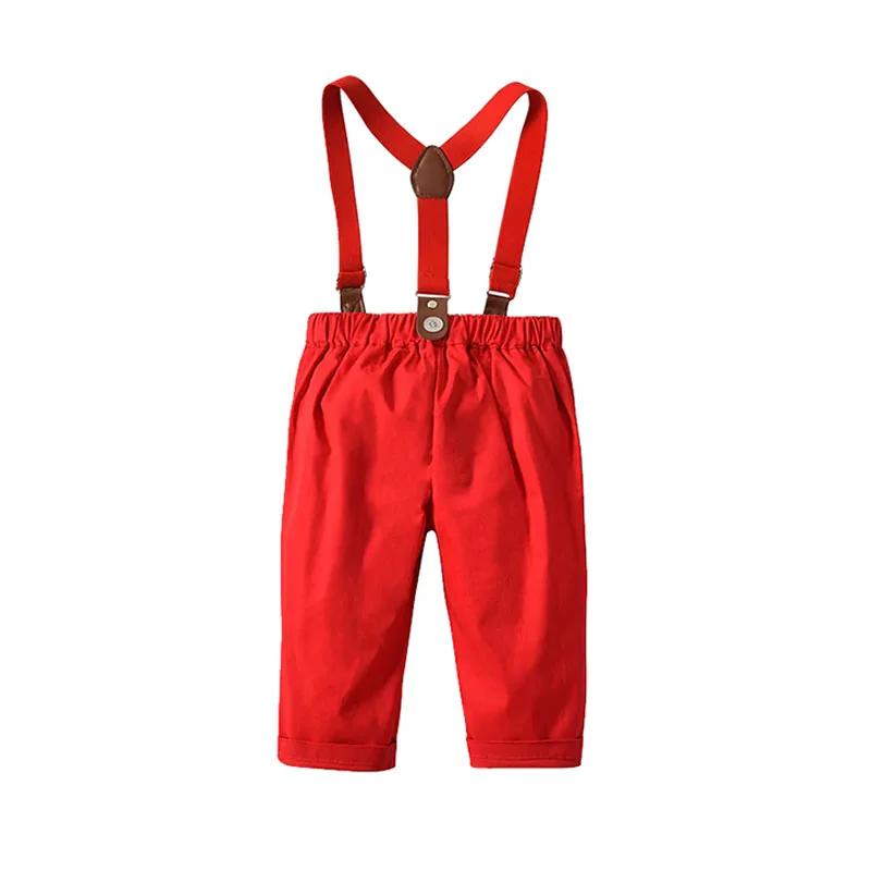 Baby Boy Christmas Stripe Pattern Button Up Shirt with Bow Tie & Suspenders Pants Long Sleeve 3 pcs Outfit - Image 7