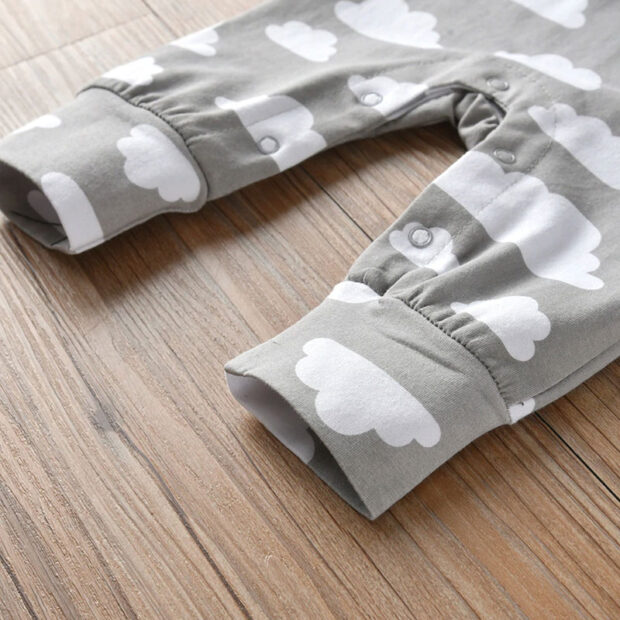Baby All-Over Cloud Print Pajamas Henley Style Jumpsuit Long Sleeve - Image 5