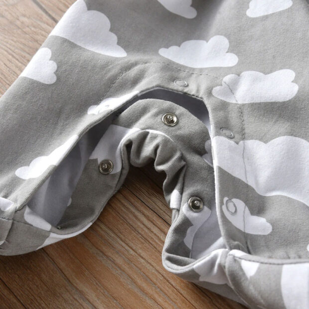 Baby All-Over Cloud Print Pajamas Henley Style Jumpsuit Long Sleeve - Image 4