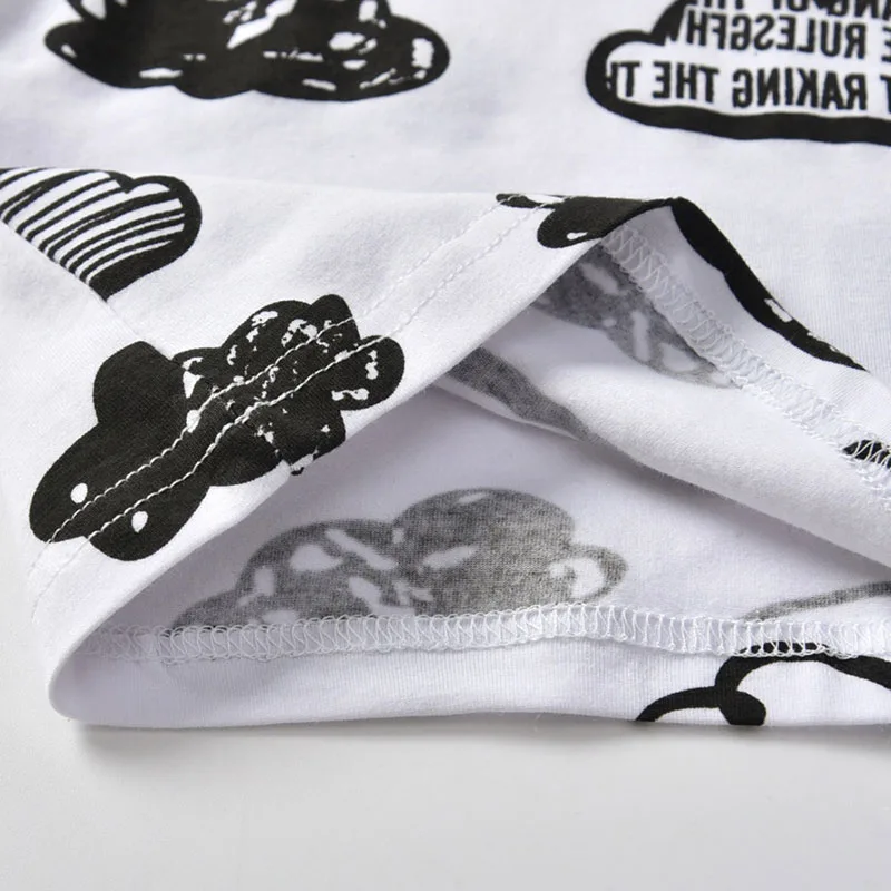 Clouds Print Shirt Tie Knot Pants with Hat - Image 3