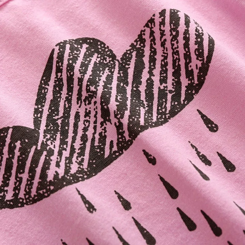 Pink Rainy Day Long Sleeves Top Cloudy Pullover Pants - Image 4