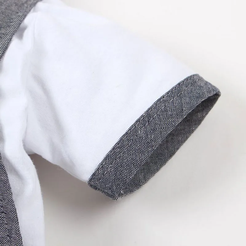 Short Sleeves Collar Shirt Suspenders Overall Pants Outfit - Image 5