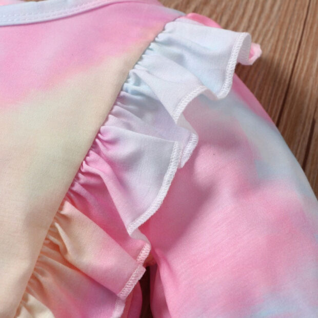 Color Gradient Tutu Dress Long Sleeve with Diaper Cover & Ribbon Headband - Image 4