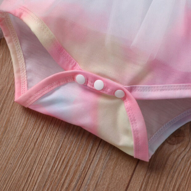 Color Gradient Tutu Dress Long Sleeve with Diaper Cover & Ribbon Headband - Image 6