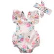 Colorful Spring Roses Shoulder Strap Bodysuit Bowknot Headband