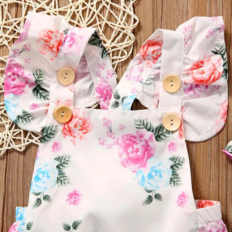 Colorful Spring Roses Shoulder Strap Bodysuit Bowknot Headband - Image 4