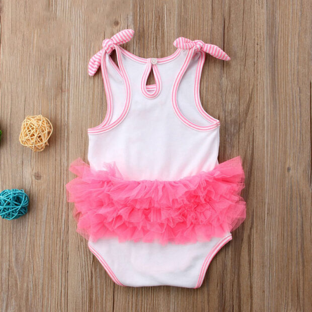 Colorful Sleeveless Flamingo Petals Onesie - Image 2