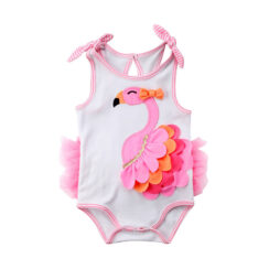 Colorful Sleeveless Flamingo Petals Onesie