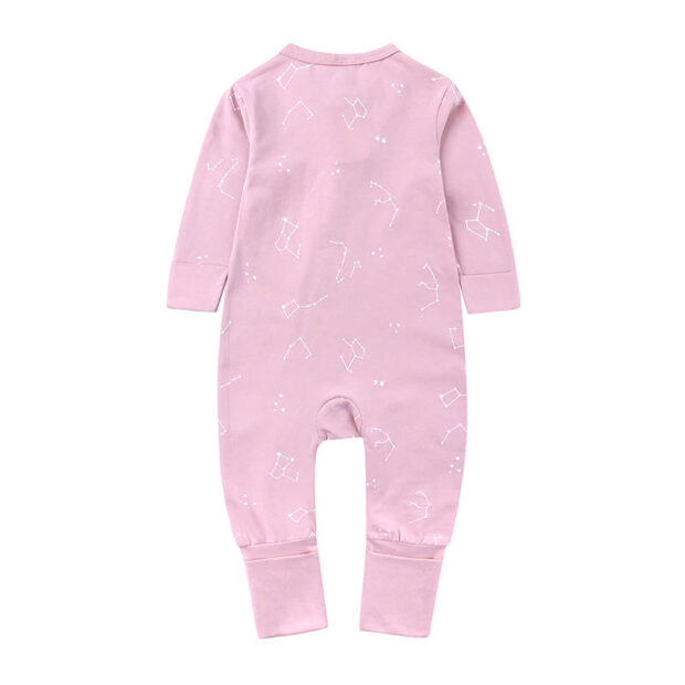 Baby Constellation Print Sleepwear Zip Up Jumpsuit