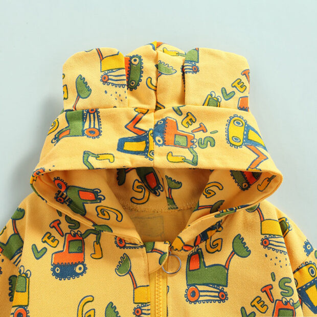 Construction Vehicle Print Hoodie Jacket Long Sleeve - Image 2